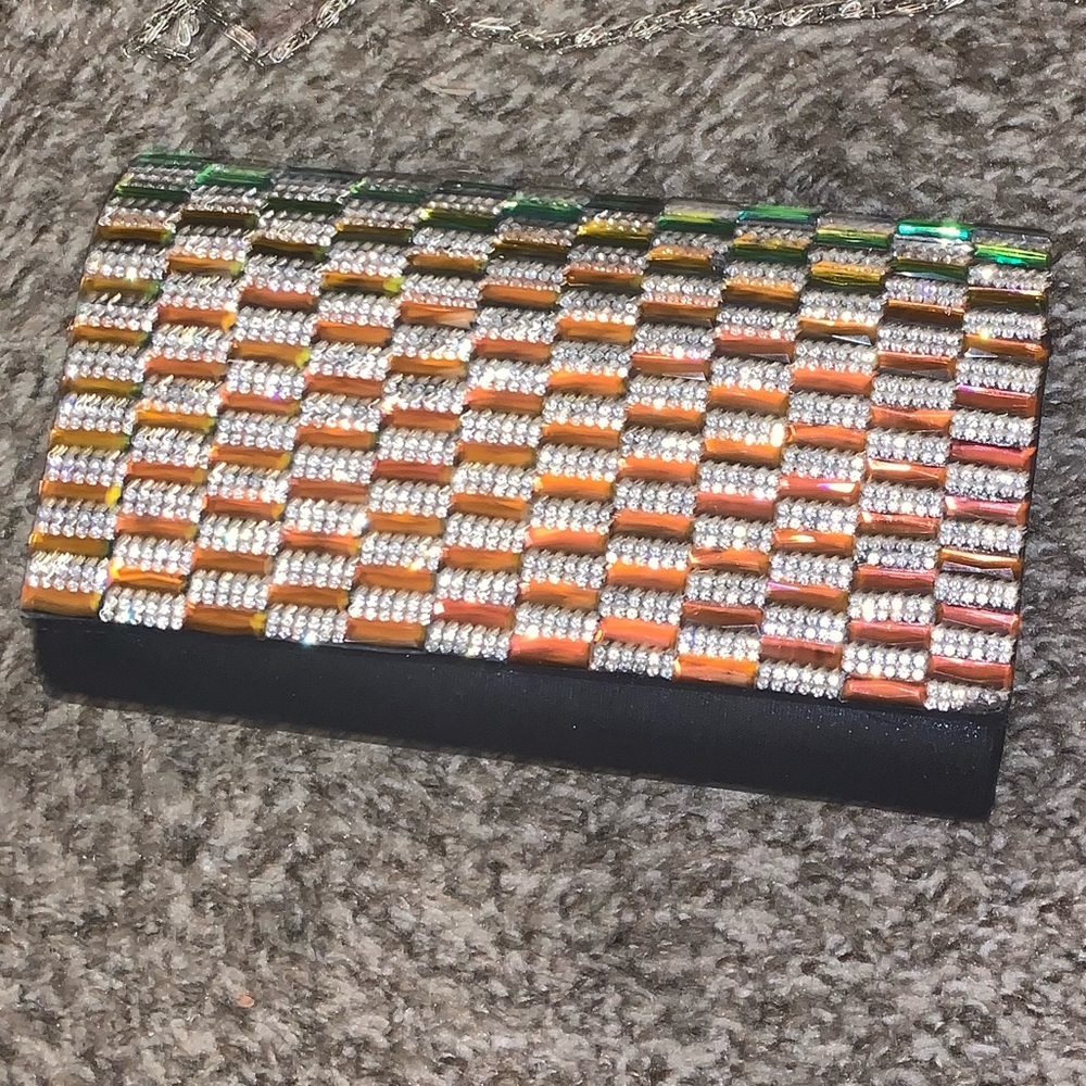 rhinestone black clutch
